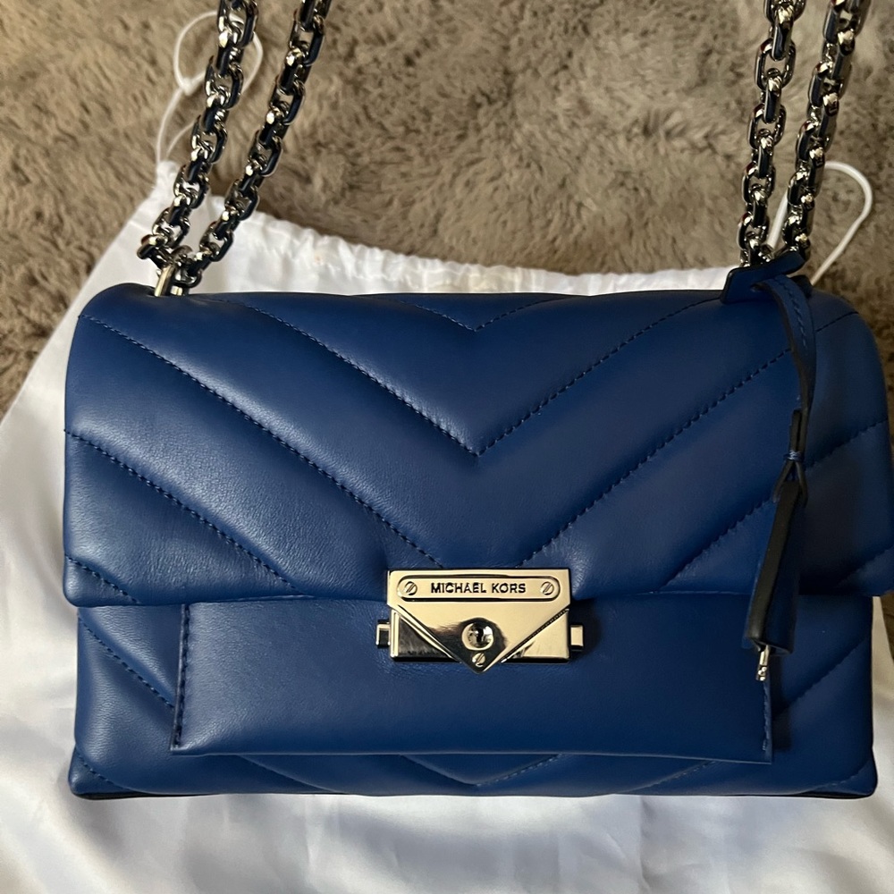 Michael kors royal blue leather bag